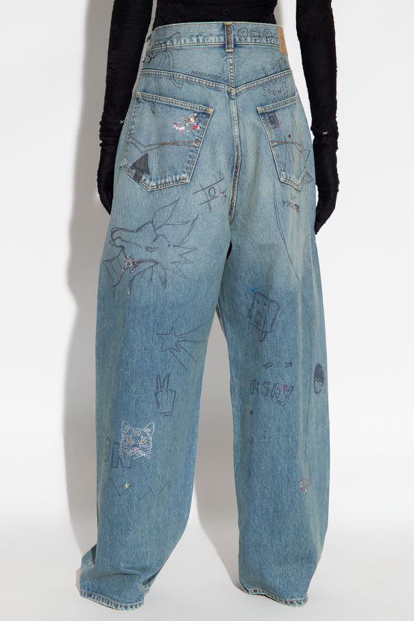最上の品質な | jeans Baggy Balenciaga Women's Metallic Floral | Clothing パンツ